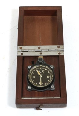 Lot 236 - A Second World War German Luftwaffe Navigator's Cockpit Clock, in blackened aluminium case, the...