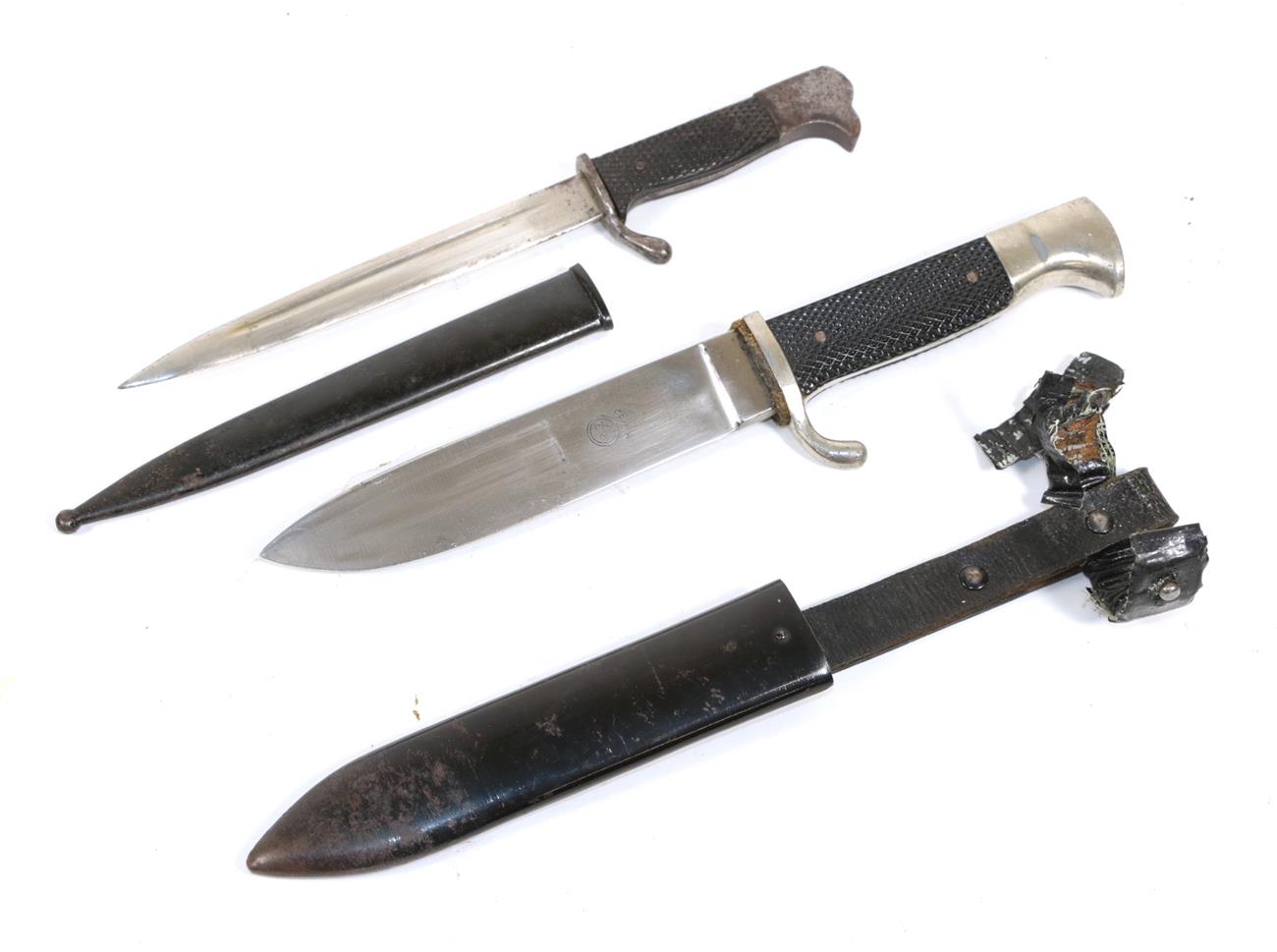 Lot 244 - A German Hitler Youth Knife, the 14cm single edge steel blade stamped with RZM mark over M7/62, the