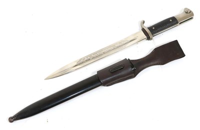 Lot 248 - A German Third Reich Parade Bayonet, the 24.5cm single edge fullered steel blade etched Zur...