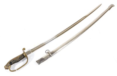 Lot 252 - A Japanese Army Parade Sword, with plated 75cm machine forged single edge fullered steel blade, the