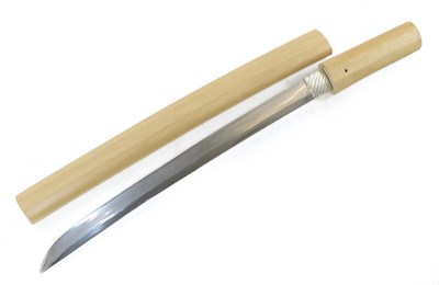 Lot 254 - A Japanese Shin Shinto Wakizashi, the 38cm blade with very faint hamon and delamination marks,...