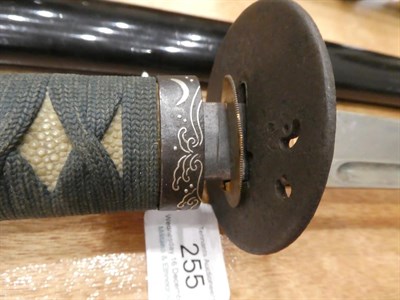 Lot 255 - A Japanese Shinto Katate Uchi (Wakizashi), the 58cm unsigned blade with faint narrow hamon and...
