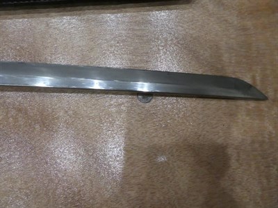 Lot 256 - A Japanese Shin Shinto Katana, the 68cm unsigned blade with narrow undulating hamon, two piece...
