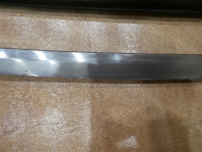 Lot 256 - A Japanese Shin Shinto Katana, the 68cm unsigned blade with narrow undulating hamon, two piece...