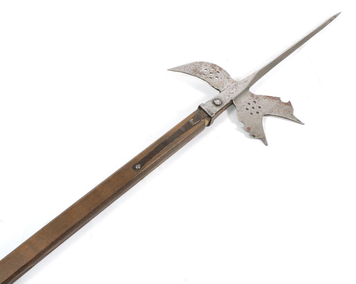 Lot 266 - A 16th Century German Style Halberd, the 44cm diamond section tapering spike flanked by a...