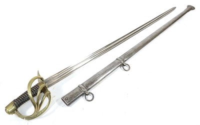 Lot 273 - A French AN XIII Cuirassier Heavy Cavalry Sword, 95cm single edge double fullered spear point steel