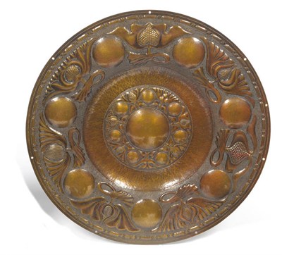 Lot 1582 - A Birmingham Guild of Handicrafts Copper Charger, by William Perry (1853-1925), the centre...