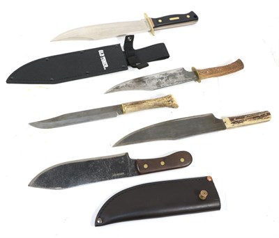 Lot 292 - Five Various Modern Bowie Knives:- ''Old Timer'' by Schrade, with ribbed black plastic grip...