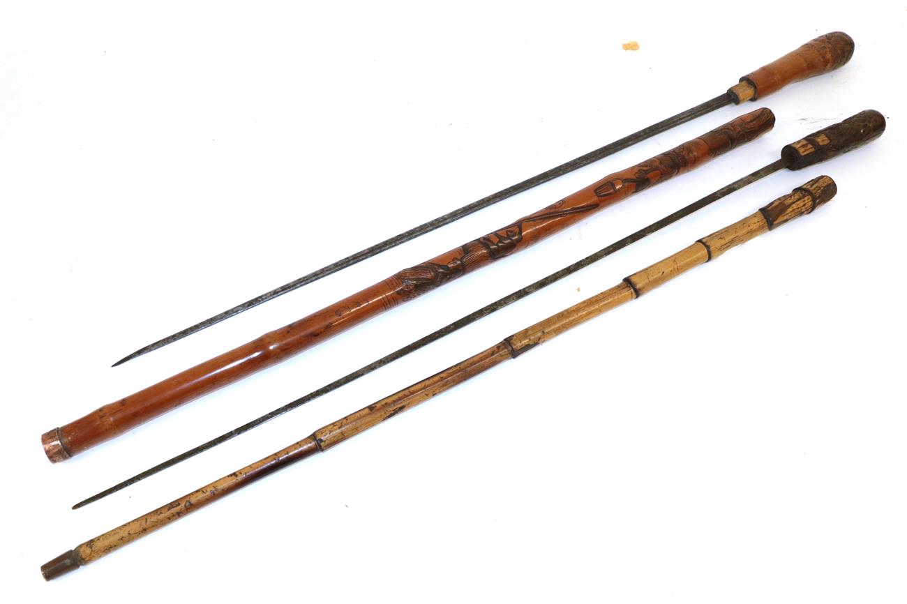 Lot 294 - A Chinese Bamboo Swordstick, the 66.5cm