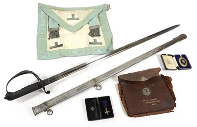 Lot 308 - A Victorian Royal Artillery Officer's Sword, the 82cm single edge fullered steel blade with...