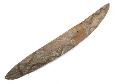 Lot 312 - An Early 20th Century Australian Aboriginal Parrying Shield, of elongated triangular section in...