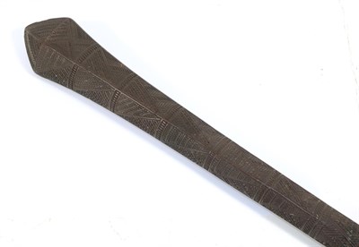 Lot 314 - An 18th Century Tongan Ironwood 'Aku-Tau' War Club, of compressed diamond section, all over...