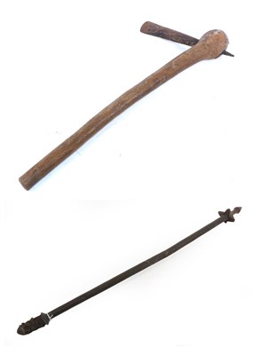 Lot 318 - A Vanuatu Dark Hardwood War Club, the angular quatrefoil head with central conical spike...