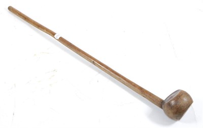 Lot 342 - An Early 20th Century Zulu Knobkerrie, of light coloured hardwood, the slightly offset globular...