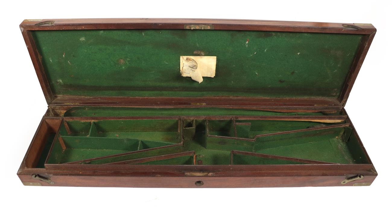 Lot 353 - A 19th Century Brass Bound Mahogany Shotgun Case, the hinged cover with inset brass ring...