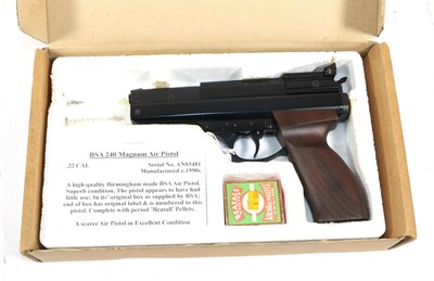 Lot 364 - PURCHASER MUST BE 18 YEARS OF AGE OR OVER A BSA 240 Magnum .22 Calibre Air Pistol, numbered...