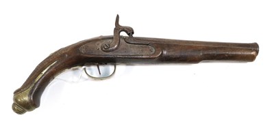 Lot 367 - An Early 19th Century Turkish Percussion Pistol, converted from a flintlock, the 19.5cm cannon...