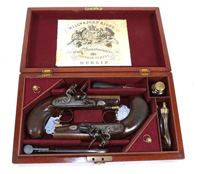 Lot 372 - A Good Pair of 19th Century Flintlock 'Man-Stopper' 15 Bore Travelling Pistols by W & J Rigby,...