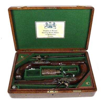 Lot 373 - A Good Pair of 18th Century Flintlock Duelling Pistols by Wogdon & Barton, London, 28 bore,...