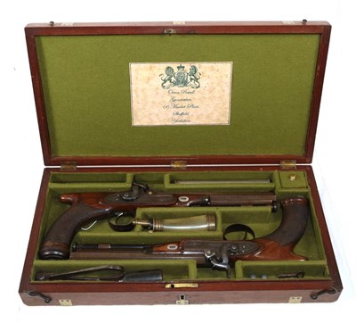 Lot 374 - A Good Pair of 19th Century Saw Handled Percussion Duelling/Officer's Pistols by Owen Powell of...