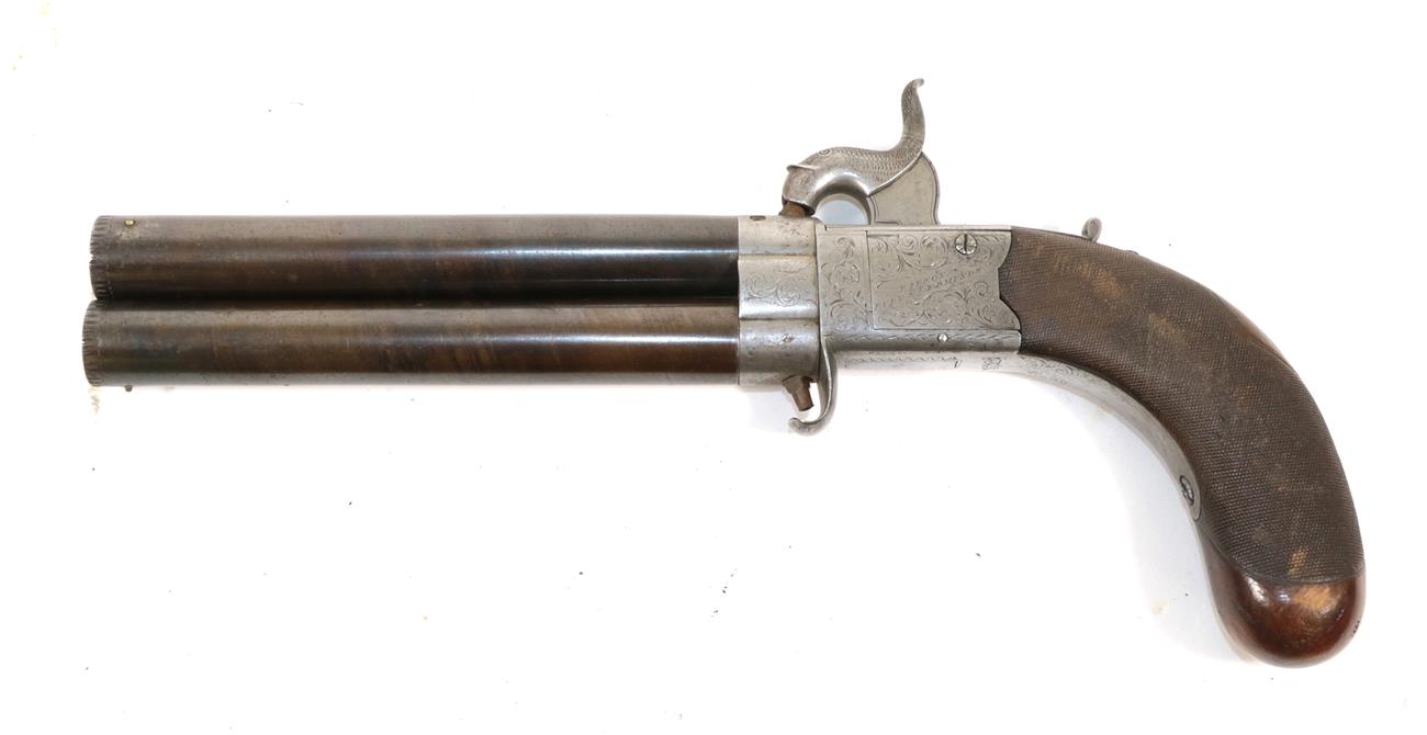 Lot 377 - A 19th Century Double Barrel Over and Under Percussion Travelling Pistol by Bilson, Bury St...