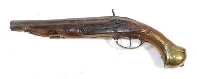 Lot 381 - An 18th Century Continental Cavalry Pistol, converted from a flintlock, the 21cm barrel...