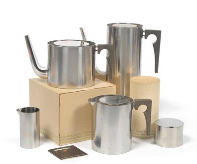 Lot 1597 - Arne Jacobsen (1902-1971): A Cylinda-Line Stainless Steel Tea and Coffee Service, designed...