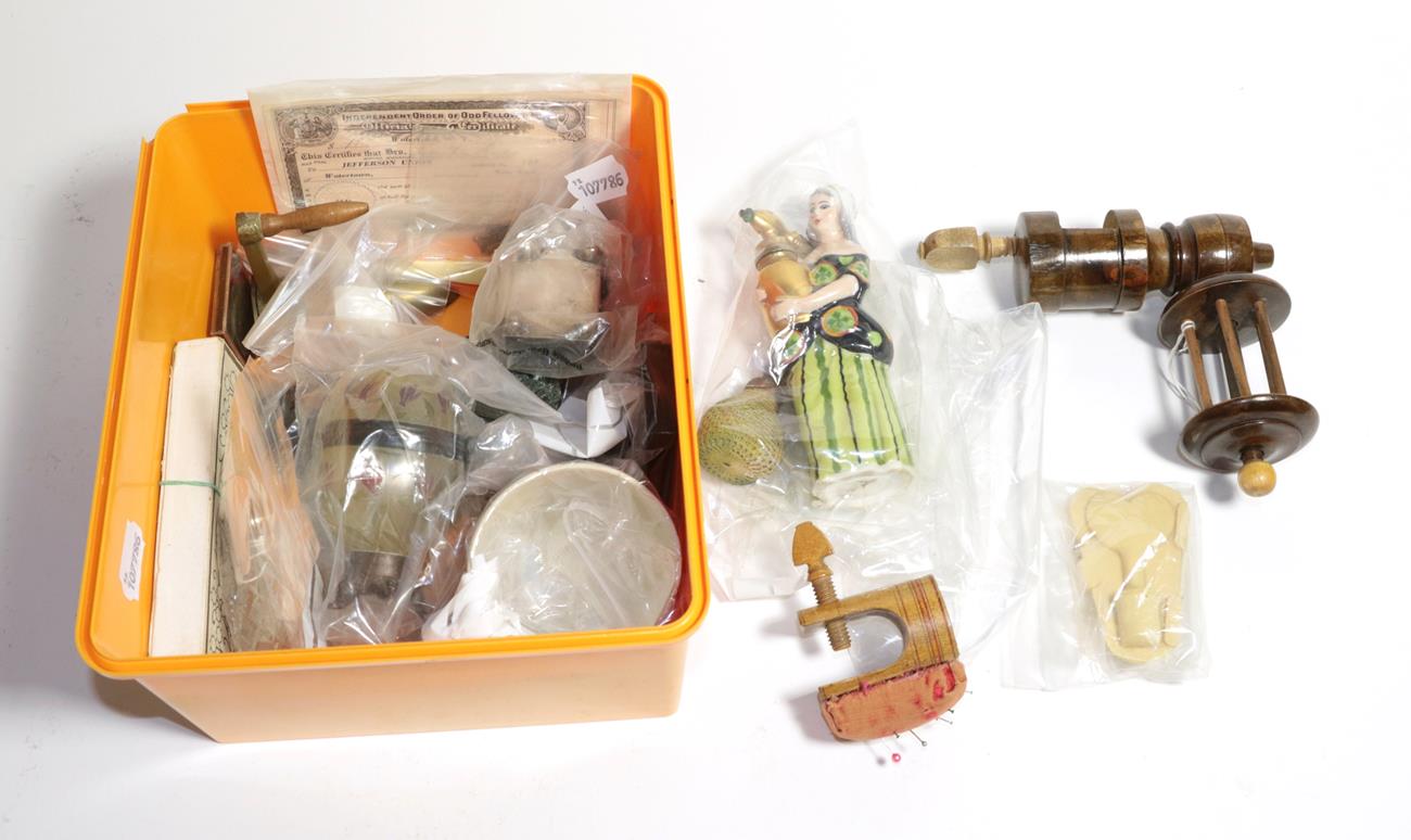 Lot 92 - A collection of assorted items, including: a silver matchbox holder; a various scent-bottles;...