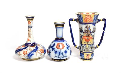 Lot 140 - A Macintyre Aurelian ware twin handled vase, designed by William Moorcroft, brown printed mark,...