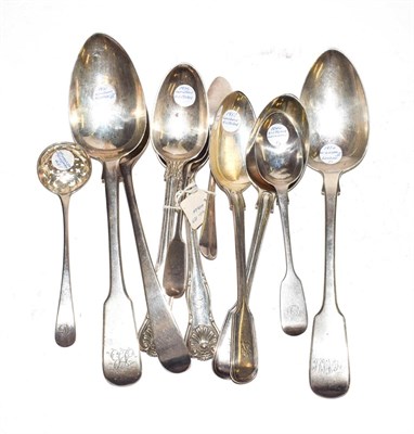 Lot 154 - A collection of assorted silver spoons, various dates and makers, 18/19th century including...