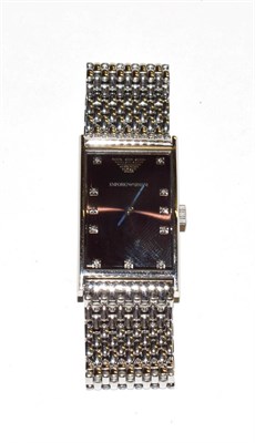 Lot 188 - A Emporio Armani gents rectangular wristwatch
