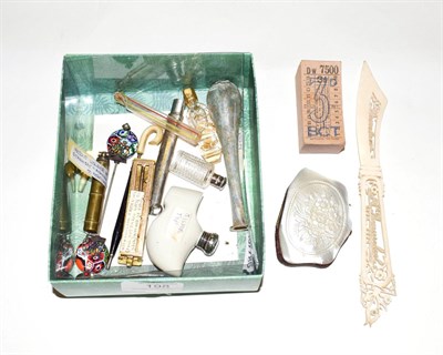 Lot 198 - A collection of assorted scent-bottles and other items, including: three various glass...