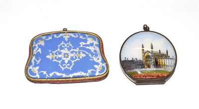 Lot 219 - Two purses, the first circular, the cover with a view of Kings College Chapel, Cambridge, the...