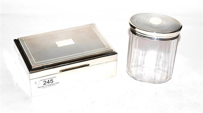 Lot 245 - A silver cigarette box with engine turned decoration, marked for Birmingham; together with a silver