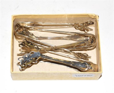 Lot 254 - A set of six American silver individual asparagus tongs, by Gorham, providence Rhode Island,...