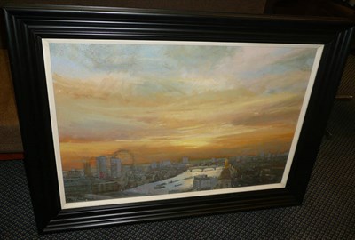 Lot 1612 - Paul Brown (b.1967) "View from St Paul's with the London Eye" Signed, oil on canvas, 59cm by...