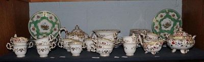 Lot 292 - A group of Victorian floral painted and gilt highlighted tea wares, together with a set of...