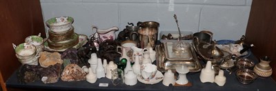 Lot 294 - A quantity of miscellaneous items including: silver plated wares, 19th century ceramics, geological