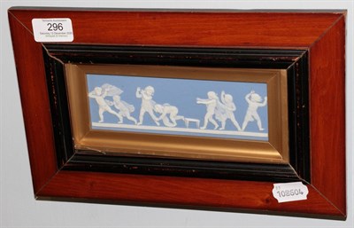 Lot 296 - A late 19th/early 20th century framed and glazed Wedgwood Jasper ware plaque, 30cm by 18cm