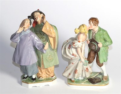 Lot 311 - A pair of Royal Copenhagen figure groups, model numbers 1114 (19cm high) and 1847 (20cm high) (2)