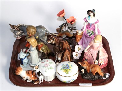 Lot 337 - A small group of ceramics including; Goebel figure, Coalport figure, Royal Doulton figure and...