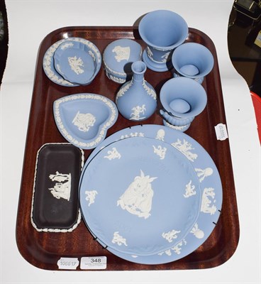 Lot 348 - A small quantity of Wedgwood Jasper ware, including plates, pin trays, vases etc