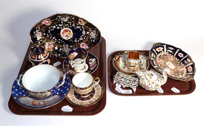 Lot 358 - Ceramics including, Royal Crown Derby, Dresden, Caulbon china, Coalport, etc (two trays)