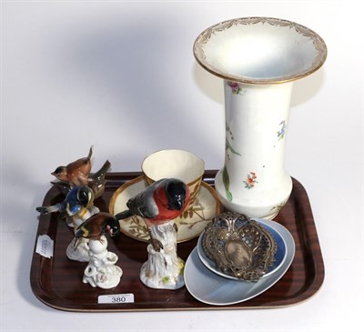 Lot 380 - A 20th century Meissen model of a bird, Royal Copenhagen items, Royal Worcester tea cup and saucer