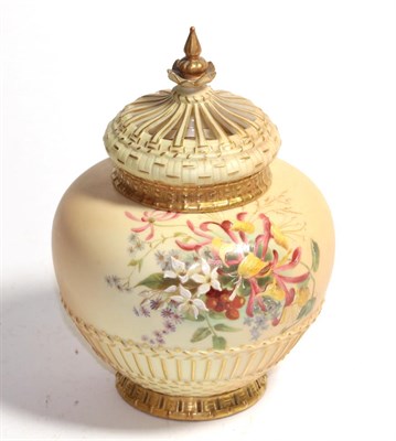 Lot 387 - A Royal Worcester blush ivory pot pourri vase and cover, 20cm high