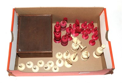 Lot 390 - A 19th century carved bone chess set