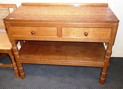 Lot 1624 - A Robert "Mouseman" Thompson 3' 6" Serving Table, with upstand, fitted with two drawers, on...