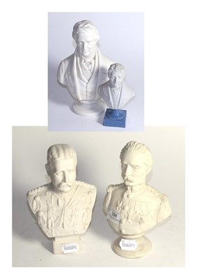 Lot 398 - Four Parian busts including a Copeland example and one by Robson & Leadbetter of general French