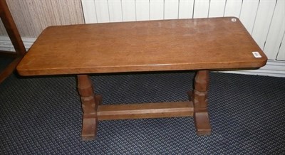 Lot 1625 - A Robert "Mouseman" Thompson Oak 3' Rectangular Coffee Table, on two turned octagonal legs...