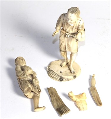 Lot 412 - Two 19th Century Japanese ivory figures of sages (a.f.)